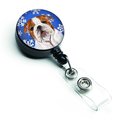 Carolines Treasures Bulldog English Winter Snowflakes Holiday Retractable Badge Reel SS4622BR